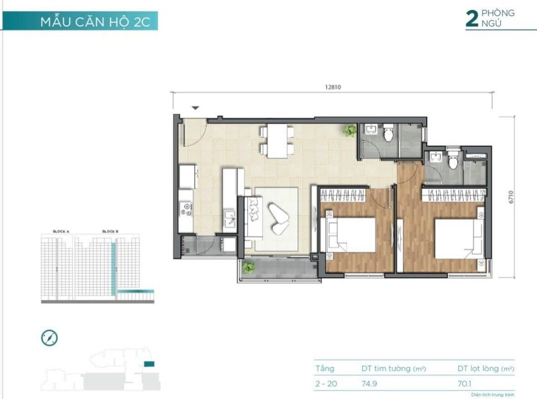 Mặt bằng căn hộ 2PN B.20.15 D'lusso Q2